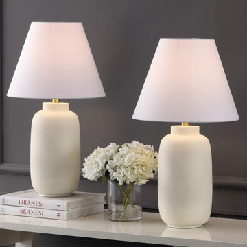Elinore 24.5" Minimalist Scandinavian Resin/Iron Ginger Jar LED Table Lamp - JONATHAN Y